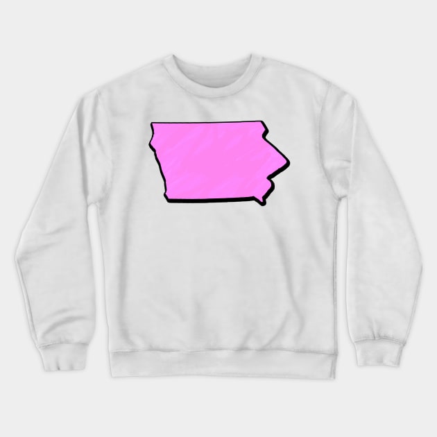 Pink Iowa Outline Crewneck Sweatshirt by Mookle